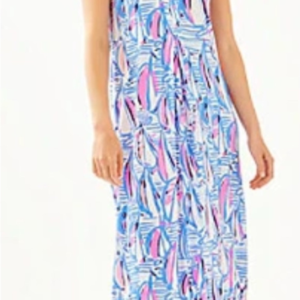 Lilly Pulitzer Blue and Pink Maxi Dress - Picture 1 of 3